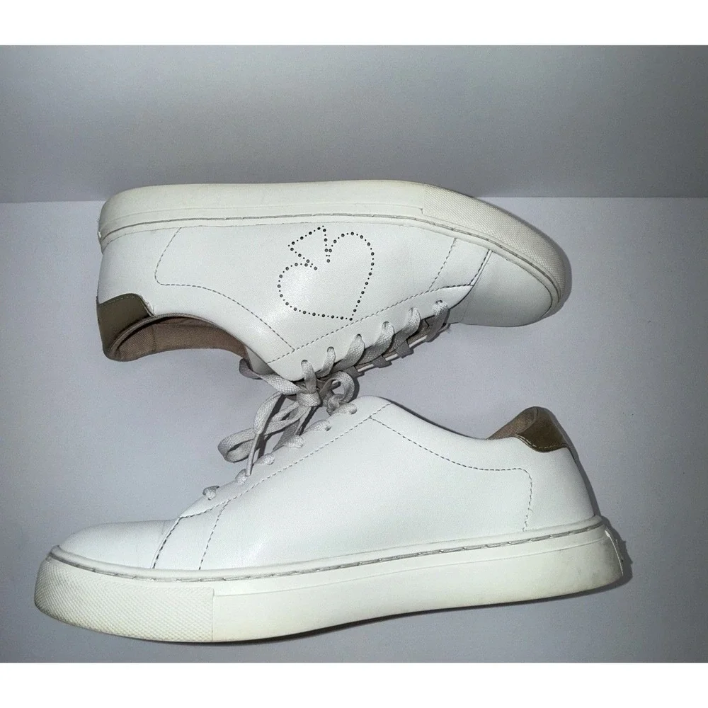 Kate Spade‎ Angelise White Gold Leather Silhouette Sneakers Tennis Shoes size 7B